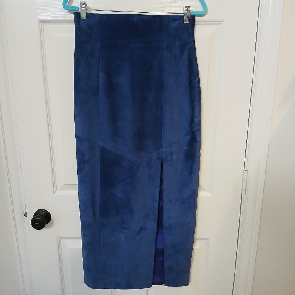 Danier Blue Suede Leather Maxi Skirt - size 12